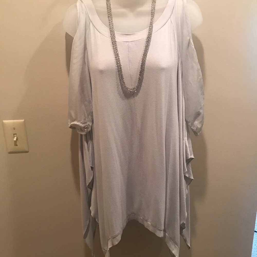 Cold Shoulder Light Gray Top Size S